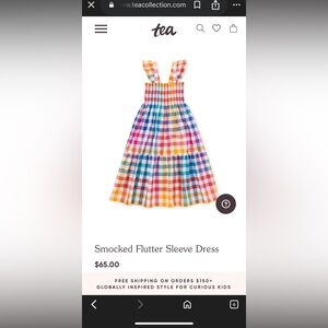 Girls Tea Collection Smocked Flutter Sleeve Dress Size 2